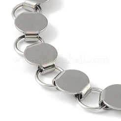 Non-Tarnish 201 Stainless Steel Flat Round Link Chain Bracelets for Women Men&nbsp;BJEW-I316-08B-P