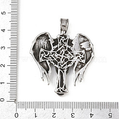 304ステンレスペンダント  翼のチャームが付いた恐ろしい剣  アンティークシルバー  44x35x3mm  穴：5mm&nbsp;STAS-Z171-01AS