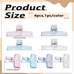 4Pcs 4 Colors Transparent Plastic Bulldog Clips&nbsp;OFST-LP0001-01