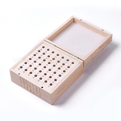 木箱  42穴付き  レターおよびナンバースタンプセット用  正方形  湯通しアーモンド  14.3x14.3x7.5cm&nbsp;ODIS-WH0005-45