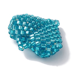 シードビーズ ビーズチャーム  ハートペンダント  ミディアムターコイズ  21.5x22x8mm  穴：4mm&nbsp;PALLOY-MZ00262-01