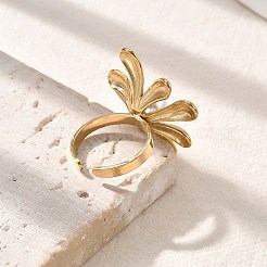 Flower 304 Stainless Steel Cuff Rings for Women&nbsp;STAS-Z112-19G