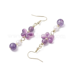 Natural Amethyst Butterfly Dangle Earrings&nbsp;EJEW-JE06317-03
