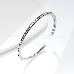 女性と男性のための刻印入り真鍮製カフバングル  羽  アンティークシルバー  内径：2.20インチ（5.6cm）&nbsp;FS-WG01448-01