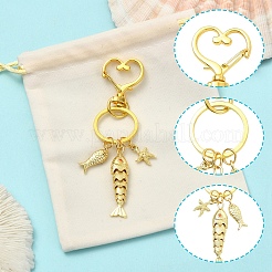 Ocean Brass Micro Pave Cubic Zirconia & Alloy Keychains&nbsp;KEYC-YW00273
