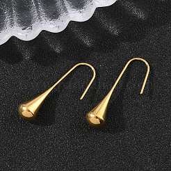 304ステンレススチールダングルイヤリング  ティアドロップ  ゴールドカラー  29.5x7mm&nbsp;EJEW-F375-01B-G