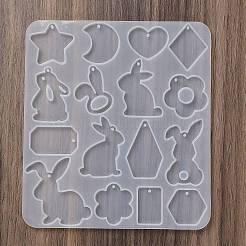 動物のイヤリングペンダント DIY シリコン型  レジン型  UVレジン用  エポキシ樹脂工芸品作り  兎  137x123x4mm  内径：18~37.5x15.5~30mm  穴：1.7mm&nbsp;DIY-Q033-02B