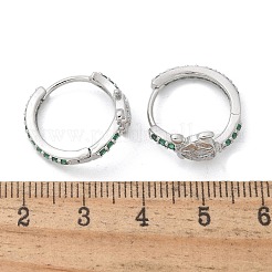 真鍮製キュービックジルコニアフープピアス  カメ  プラチナ  16.5x7.5x18.5mm&nbsp;EJEW-Q014-05P