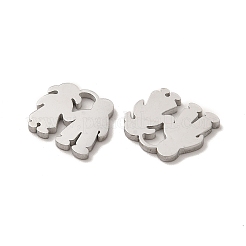 変色しない304ステンレススチールチャーム  恋人  ステンレス鋼色  11.5x13x1.4mm&nbsp;STAS-M089-45P