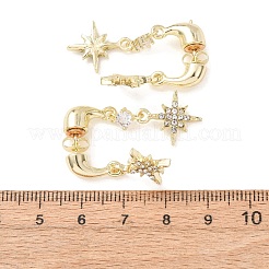 Brass Rhinestone Stud Dangle Earrings&nbsp;EJEW-B0160-01G