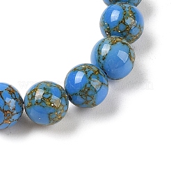 Synthetic Turquoise(Dyed) Round Beaded Stretch Bracelets&nbsp;G-U005-01C-06