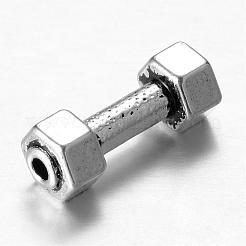 チベット風合金ビーズ  スポーツビーズ  ダンベル  ミックスカラー  17x6x6mm  穴：2mm&nbsp;PALLOY-N0117-002