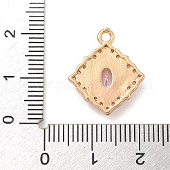 真鍮製マイクロパヴェキュービックジルコニアペンダント  菱形  ピンク  19.5x16x3.5mm  穴：1.8mm&nbsp;KK-Z072-03KCG-01