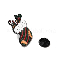 クリスマスエナメルピン  バックパック用合金ラペルピンバック  ブラック  クリスマスソックス  29.5x24mm&nbsp;LS-JEWB-I043-01EB-03