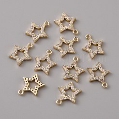 真鍮マイクロパヴェクリアキュービックジルコニアチャーム  スター  ゴールドカラー  14x12x2mm  穴：2mm&nbsp;ZIRC-TAC0003-02