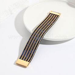 PUレザーラインストーンマルチ連ブレスレット  ブラック  7-5/8インチ（19.5cm）  27mm&nbsp;WGEB3AF-01