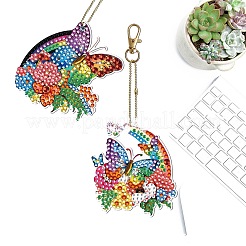 5Pcs Butterfly DIY Diamond Painting Pendants Keychain Kits&nbsp;PW-WG57054-01