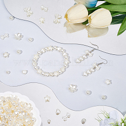 340 個 7 スタイル ABS プラスチック模造パールビーズ  混合図形  貝殻色  6~15x6~18x3.5~8mm  穴：1.4~2.3mm&nbsp;KY-SC0002-44