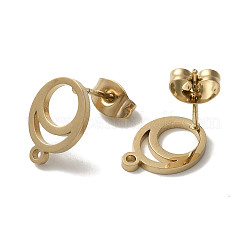 イオンプレーティング（IP）304ステンレススチールスタッドピアス金具  オーバル  ゴールドカラー  12x8.5mm  穴：1.2mm  ピン：11x0.7mm&nbsp;STAS-I206-04G