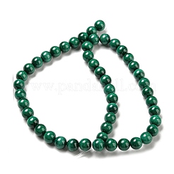 天然石マラカイトビーズ連売り  ラウンド  8mm  穴：1mm  約50個/連  15.7インチ&nbsp;G-R432-11-8mm