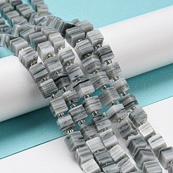 手仕事のランプワークビーズ  ガラススペーサービーズ付き  正方形  濃いグレー  6x6x5~5.5mm  穴：0.9mm  約54~55個/連  15.75~15.94''（40~40.5センチメートル）&nbsp;LAMP-B022-01F