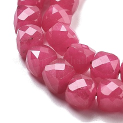 天然石クォーツビーズ連売り  染め  多面カット  キューブ  サクランボ色  6.5~7x6.5~7x6.5~7mm  穴：1mm  約61~62個/連  15.47~15.67インチ（39.3~39.8cm）&nbsp;G-C179-B13-01