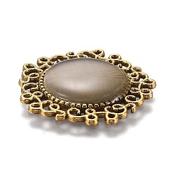 中空のレトロなプラスチックの模造猫の目のカボション  アンティークの金メッキ合金のパーツ  花  ホワイト  23.5x24x4mm&nbsp;KK-Z004-01A-AG