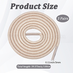 丸いワックスコードの靴紐  フローラルホワイト  1000x3mm&nbsp;OCOR-WH20007-225C-02