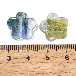 ガラスビーズ  花  ミックスカラー  15x15x4~4.5mm  穴：1mm&nbsp;GLAA-A043-03