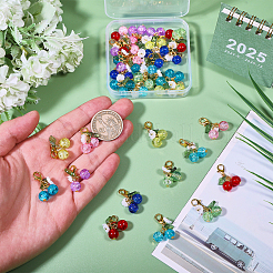 32個 8色チェリーアクリル＆ガラスペンダント装飾  合金製カニカン付き  ミックスカラー  26.5mm  4個/カラー&nbsp;HJEW-CA00041