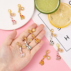 5Pcs Giraffe Alloy Enamel Pendant Decoration&nbsp;HJEW-YW00094-01