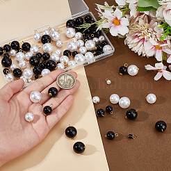 100Pcs 5 Styles 2 Colors ABS Plastic Imitation Pearl Pendants&nbsp;PALLOY-PH01814