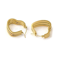女性用304ステンレスフープピアス  トリプルハート  ゴールドカラー  26.5x8mm&nbsp;EJEW-B054-19G-04