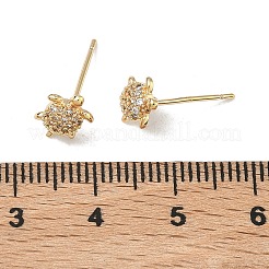 Brass Micro Pave Clear Cubic Zirconia Stud Earrings for Women&nbsp;EJEW-F403-02G