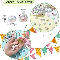 UVメッキレインボーアクリルビーズ100個  虹色の  星とハート  ロンデル  ミックスカラー  13.5x8.5mm  穴：4mm  100pc&nbsp;PACR-CJ0001-35