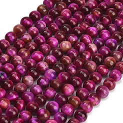 グレードAB天然タイガーアイビーズ連売り  染め  ラウンド  濃いピンク  8.5mm  穴：1.2mm  約46~48個/連  14.76''（37.5センチメートル）&nbsp;X-G-F591-18-8mm-05