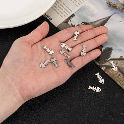 変色しにくいフィッシュボーン 201 ステンレススチールペンダント  ステンレス鋼色  18x8x1mm  穴：2mm&nbsp;STAS-R071-19