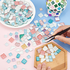Light Color Series Glass Mosaic Cabochons&nbsp;GLAA-WH0032-10B