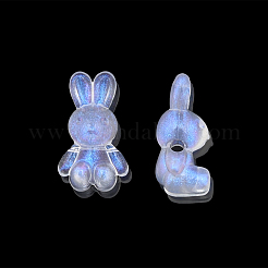 透明なアクリルビーズ  グリッターパウダー付き  兎  透明  24.5x14.5x11mm  穴：2.5mm  約30個/50g&nbsp;X-OACR-N008-172F