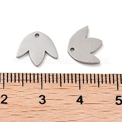 変色しない304ステンレススチールチャーム  レーザー切断  リーフチャーム  ステンレス鋼色  9.5x11x1mm  穴：1mm&nbsp;STAS-R226-03P