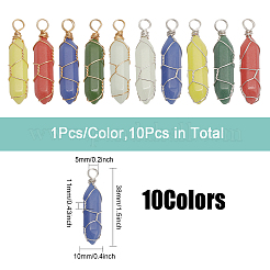 10Pcs 10 Colors Synthetic Luminous Stone Double Terminal Pointed Dyed Pendants&nbsp;G-CA0001-71