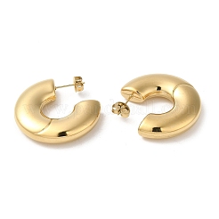 ドーナツ 304 ステンレス スタッド イヤリング  ハーフフープピアス  18KGP本金メッキ  31x6mm&nbsp;EJEW-Z026-15G