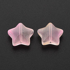 ツートン透明スプレー塗装ガラスビーズ  スター  ライトサーモン  12.5x13x5mm  穴：1mm&nbsp;GLAA-T022-25-C08