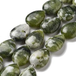 天然中国南部翡翠ビーズ連売り  フラットティアドロップ  17.5~18x13~13.5x6mm  穴：1.2~1.4mm  約11個/連  7.56''（19.2センチメートル）&nbsp;G-P528-L01-02