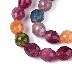 天然染め白翡翠ビーズ連売り  バレル  多面カット  赤ミディアム紫  5.5~6.5x5~5.5mm  穴：1~1.2mm  約57~61個/連  13.98~14.17''（35.5~36センチメートル）&nbsp;G-T142-89D