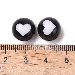ツートンカラーのアクリルビーズ  ラウンド  ハート  11.5x11mm  穴：2mm  537個/ 500g&nbsp;LS-OACR-U003-02B