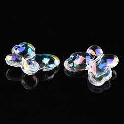 UVメッキ透明アクリルビーズ  虹色の  蝶  蝶  19x23x6mm  穴：1.8mm&nbsp;OACR-K005-02