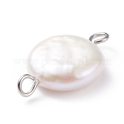 Natural Baroque Pearl Keshi Pearl Connector Charms&nbsp;PALLOY-JF01495-01