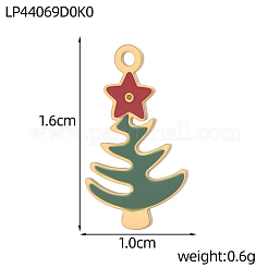 クリスマス用304ステンレススチール製エナメルペンダント  イオンプレーティング（ip）  クリスマスツリーのチャーム  カラフル  14KGP本金メッキ  16x10mm  穴：1mm&nbsp;SA-OY003-74G-02