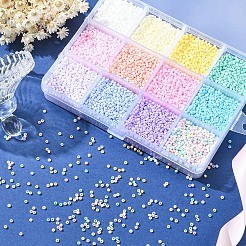 180g12色13/0ガラスシードビーズ  マカロンカラー  丸い穴  ラウンド  ミックスカラー  2~2.3x1.5mm  穴：0.8mm  約15g /カラー&nbsp;SEED-YW0002-10